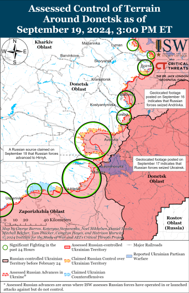 Karte der Militäreinsätze für den 20. September 2024 - die Situation an der Front