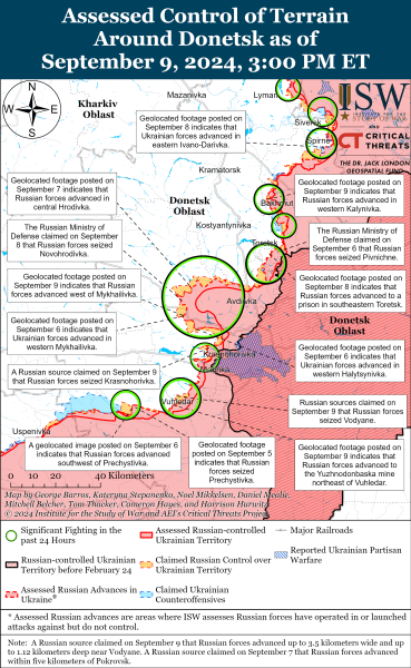 Karte der Militäreinsätze am 10. September 2024 - die Situation an der Front