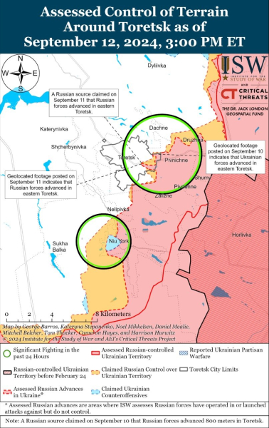 Karte der Militäreinsätze vom 13. September 2024 – Lage an der Front