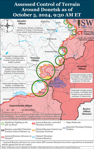 Karte der Militäreinsätze am 6. Oktober 2024 - die Lage an der Front“ /></p>
<p>Foto: ISW</p>
<p><img decoding=