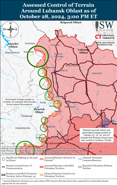 Karte der Militäreinsätze vom 29. Oktober 2024 – Lage an der Front