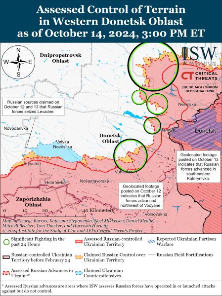 Karte der Militäreinsätze am 15. Oktober 2024 - die Situation an der Front