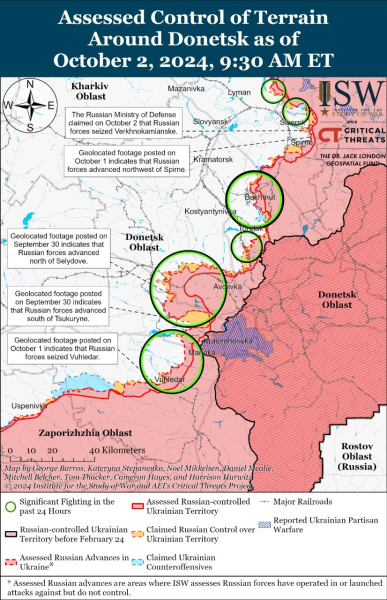 Karte der Militäreinsätze vom 3. Oktober 2024 — Situation an der Front