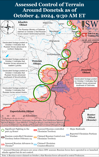 Karte der Militäreinsätze am 5. Oktober 2024 - die Situation an der Front