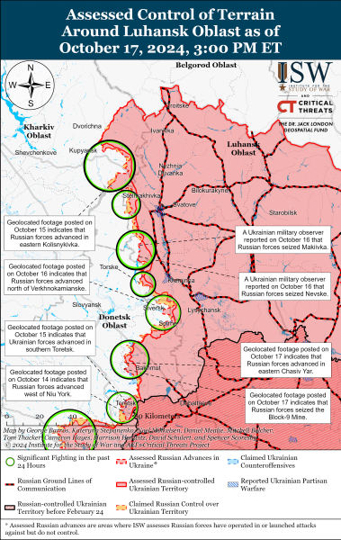 Karte der Militäreinsätze für den 18. Oktober , 2024 – die Situation an der Front“ /></p>
<p>Der Krieg in vollem Umfang in der Ukraine dauert seit dem 968. Tag an.</p>
<p>Sie können die Situation in den Städten an der Front überwachen interaktive Karte der Militäreinsätze in der Ukraine und auf der Karte der Luftangriffe in der Ukraine.</p>
</p></p>
<!-- relpost-thumb-wrapper --><div class=