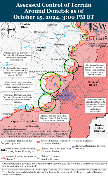 Karte der Militäreinsätze vom 16. Oktober 2024 – Lage an der Front