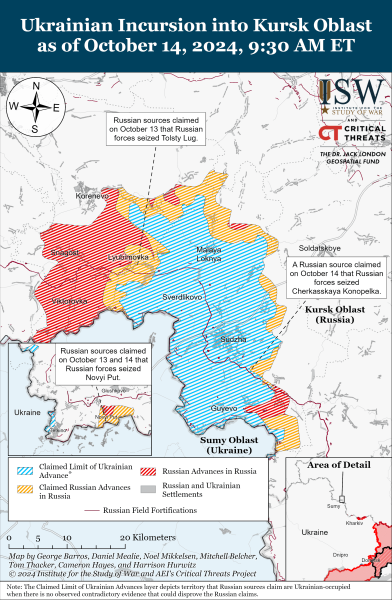 Karte der Militäreinsätze vom 15. Oktober 2024 – Lage an der Front