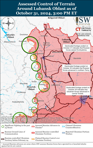 Karte der Militäreinsätze vom 1. November 2024 – Lage am der Vorderseite