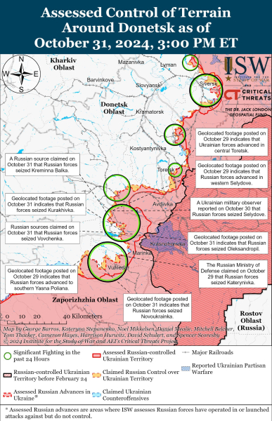 Karte der Militäreinsätze vom 1. November 2024 – Lage an der Front