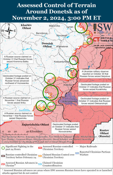 Karte der Militäreinsätze am 3. November 2024 – Lage an der Front