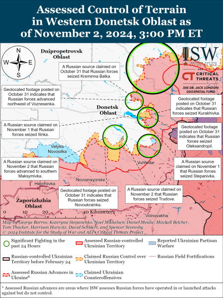 Karte der Militäreinsätze am 3. November 2024 – Lage an der Front