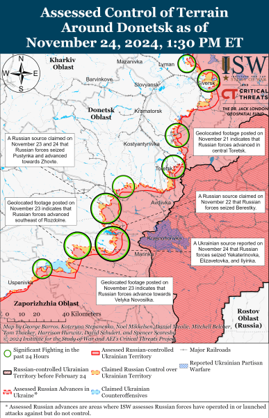 Karte der Militäreinsätze am 25. November 2024 – Situation an der Front