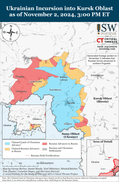 Karte der Militäreinsätze am 3. November 2024 - Lage an der Front