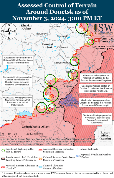 Karte der Militäreinsätze am 4. November 2024 – die Lage an der Front