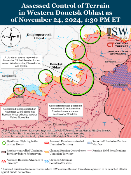 Karte der Militäreinsätze am 25. November 2024 – Situation an der Front