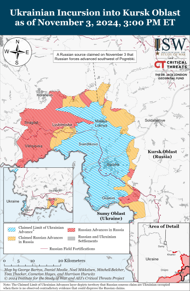 Karte der Militäreinsätze am 4. November 2024 – Lage an der Front