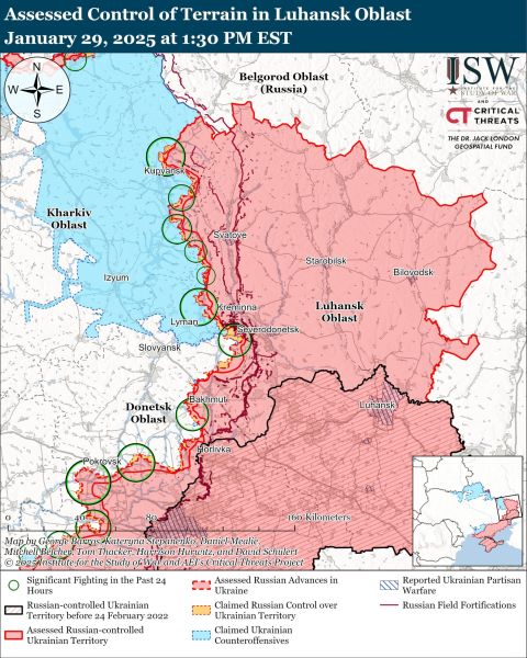 Karte der Militäreinsätze vom 30. Januar 2025 – Lage an der Front