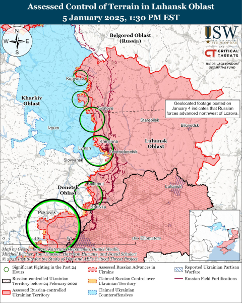 Karte der Militäreinsätze für den 6. Januar 2025 – Lage an der Front