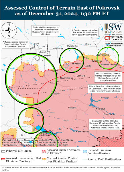 Karte der Militäreinsätze vom 1. Januar 2025 – Lage an der Front