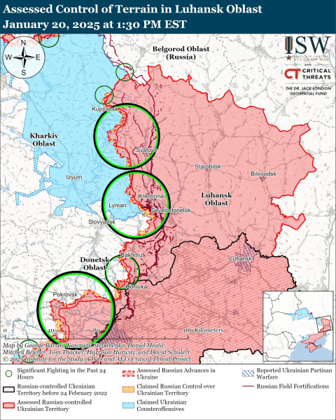 Karte der Militäroperationen am 21. Januar , 2025 – Lage an der Front 