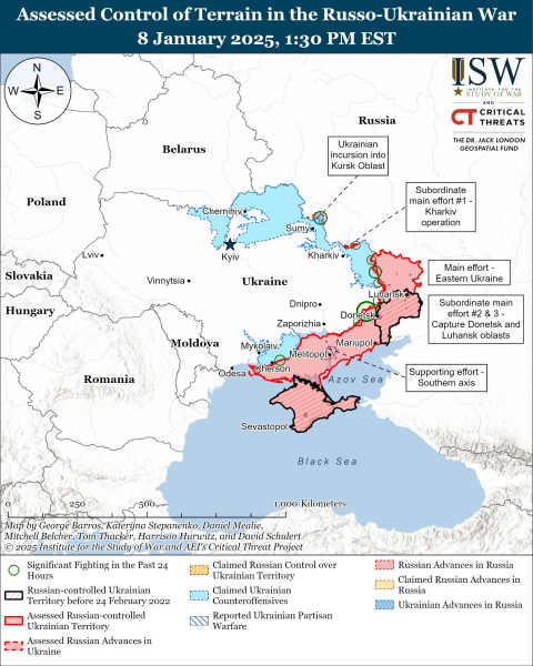 Karte der Militäreinsätze vom 9. Januar 2025 – Lage an der Front