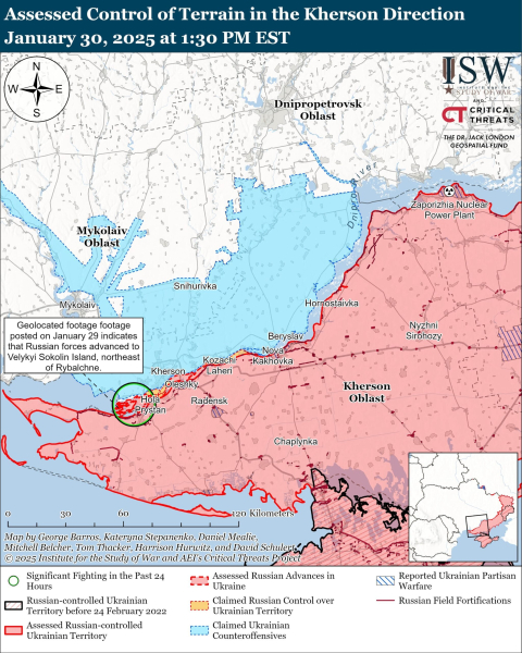 Karte der militärischen Operationen mit Stand 31. Januar 2025 – Lage an der Front