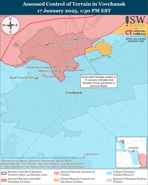 Karte der Militäroperationen am 18. Januar 2025 – Situation an der Front