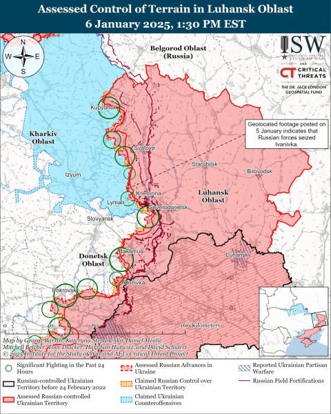 Karte der Militäreinsätze am 7. Januar 2025 - Lage an der Front