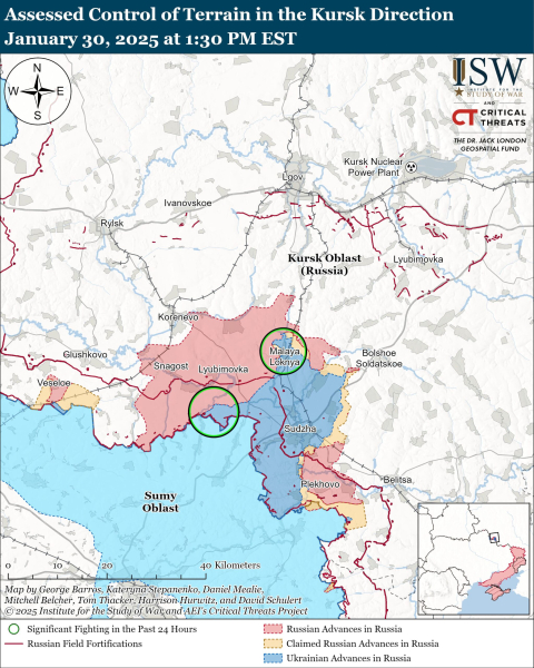 Karte der Militäreinsätze mit Stand 31. Januar 2025 – Lage an der Front