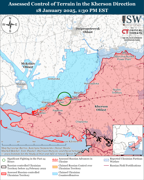 Karte der Militäroperationen am 19. Januar 2025 – Situation an der Front