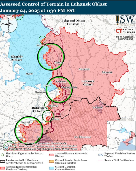 Karte der Militäroperationen am 25. Januar 2025 – Lage an der Front