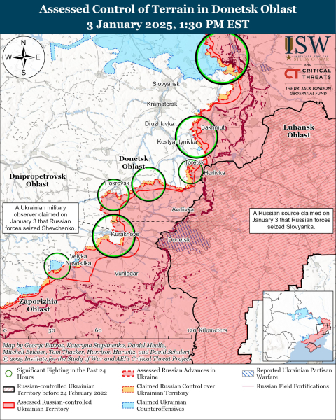 Karte der Militäreinsätze am 4. Januar 2025 – Lage an der Front