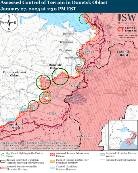 Karte der Militäroperationen am 28. Januar 2025 – Lage an der Front