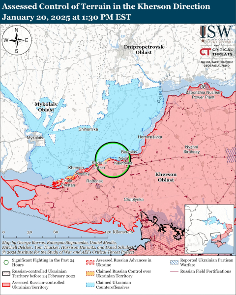 Karte der militärischen Operationen mit Stand vom 21. Januar 2025 – Lage an der Front