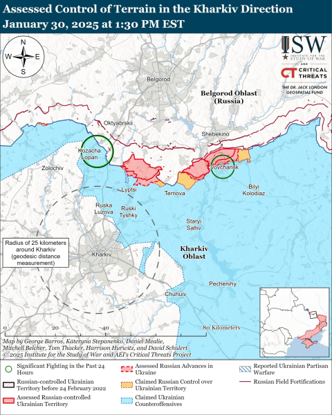 Karte der militärischen Operationen mit Stand 31. Januar 2025 – Lage an der Front