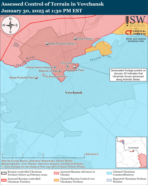 Karte der Militäreinsätze mit Stand 31. Januar 2025 – Lage an der Front