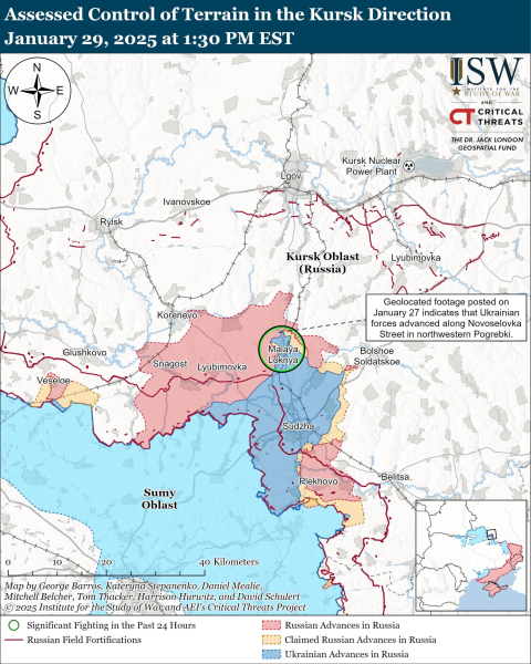 Karte der Militäreinsätze mit Stand 30. Januar 2025 – Lage an der Front