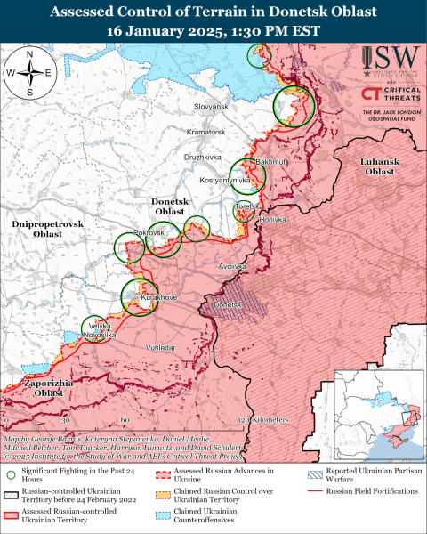 Karte der Militäroperationen am 17. Januar 2025 – Lage an der Front