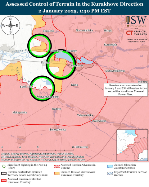 Karte der militärischen Operationen Stand 3. Januar 2025 – Lage an der Front