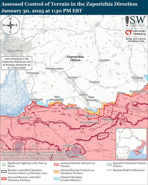 Karte der Militäreinsätze mit Stand 31. Januar 2025 – Lage an der Front