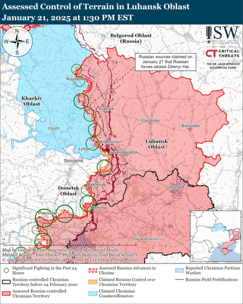 Karte der Militäroperationen am 22. Januar 2025 – Lage an der Front