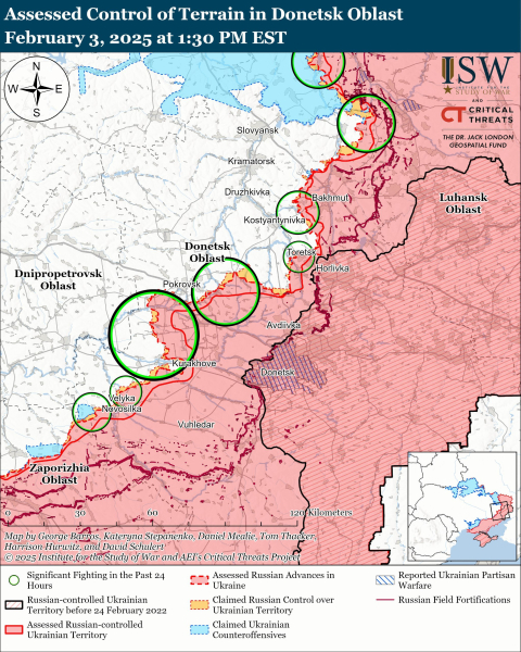 Karte der Militäreinsätze vom 4. Februar 2025 – Lage an der Front