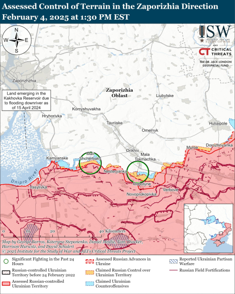 Karte der militärischen Operationen Stand 5. Februar 2025 - Lage an der Front