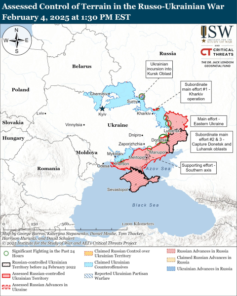 Karte der Militäroperationen vom 5. Februar 2025 - Lage an der Front