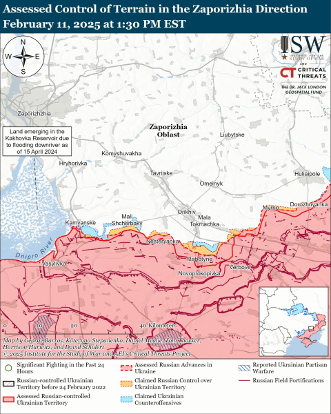 Karte der Militäroperationen vom 12. Februar 2025 - Lage an der Front